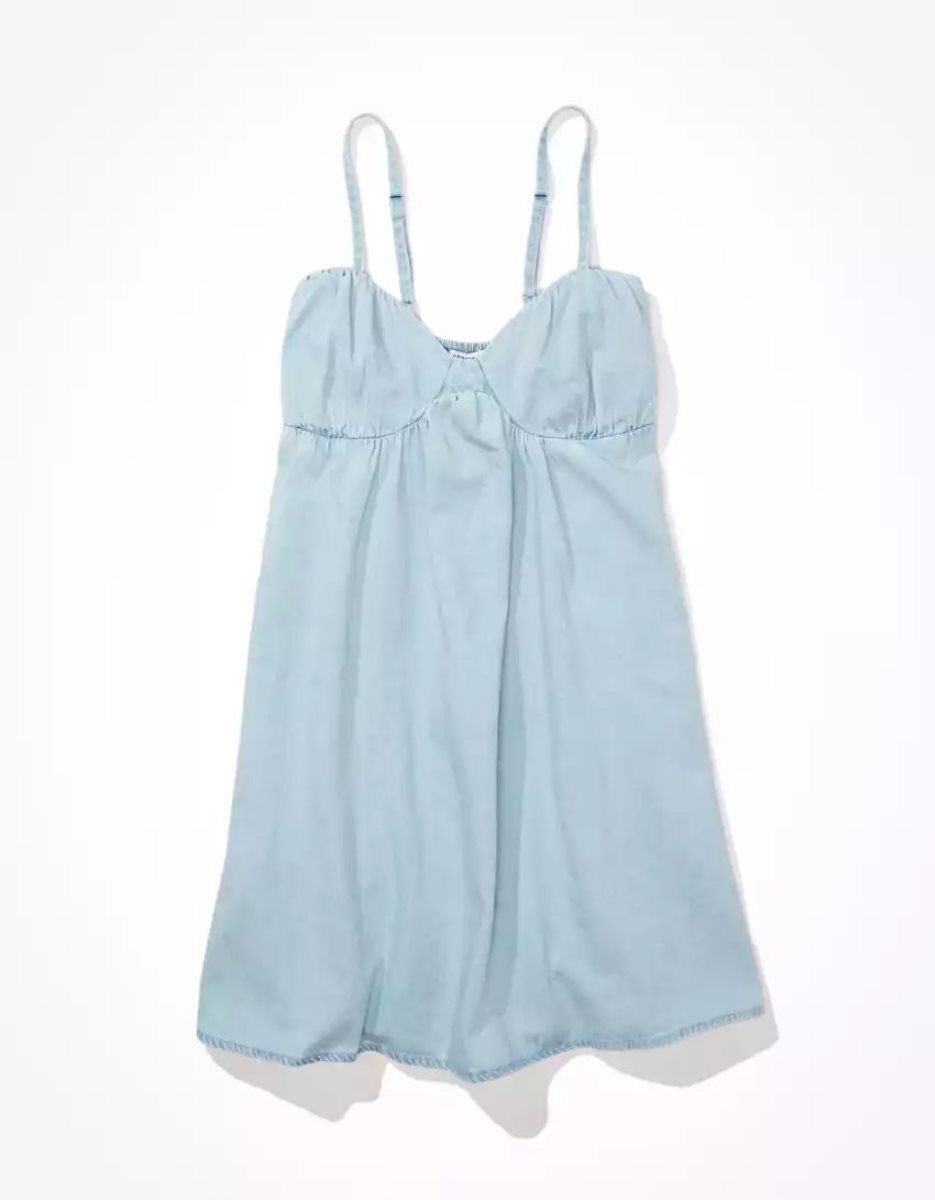 Mini Robe American Eagle AE Ruched Corset Babydoll Bleu Femme | SBJ-70475110